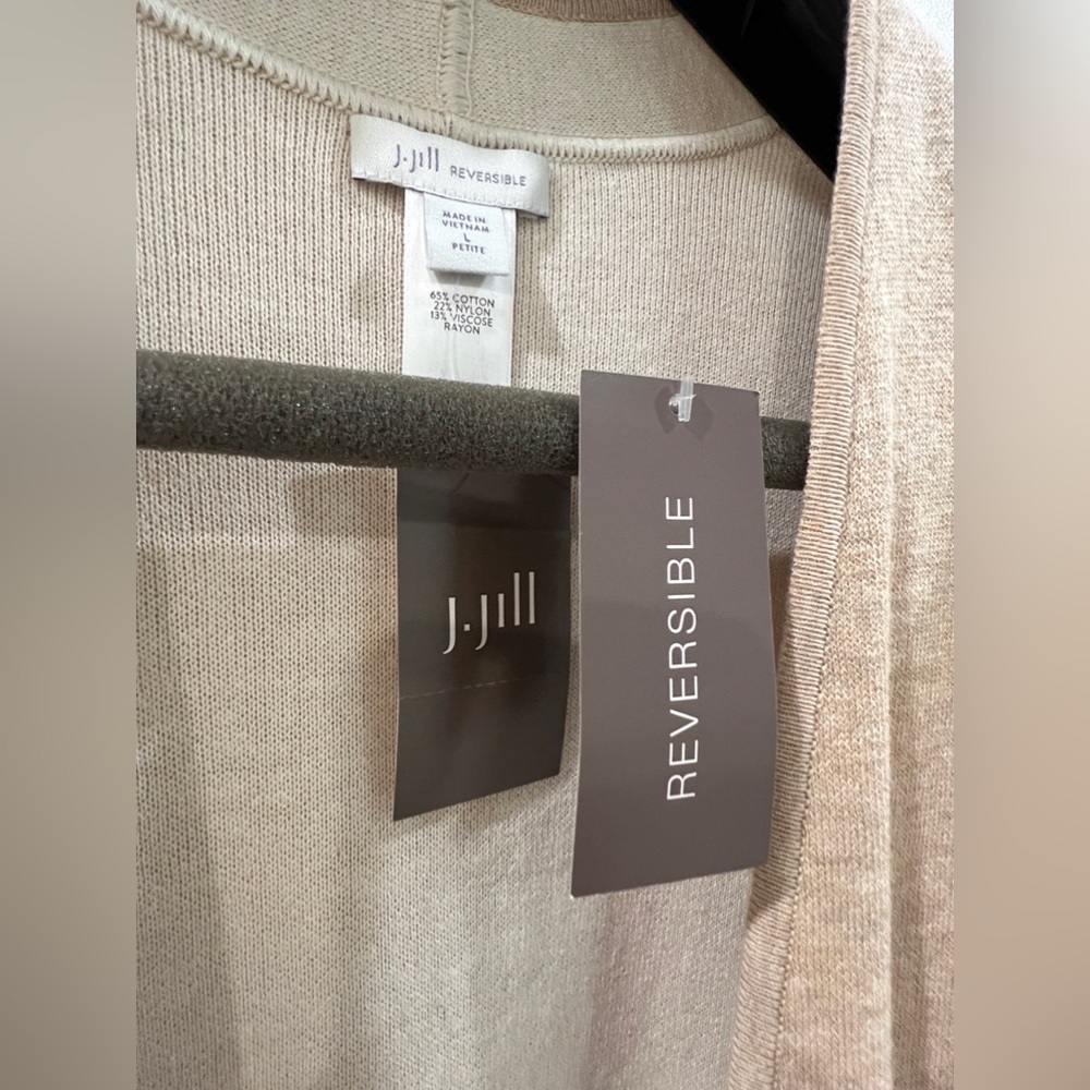 NEW J. Jill Reversible Color-Block Long Cardi in Almond Heather/Barley. LP. - Picture 5 of 8